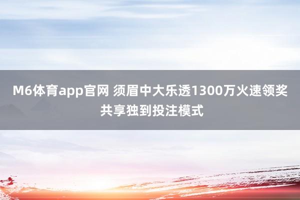 M6体育app官网 须眉中大乐透1300万火速领奖 共享独到投注模式