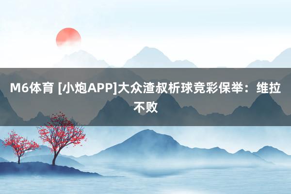 M6体育 [小炮APP]大众渣叔析球竞彩保举：维拉不败