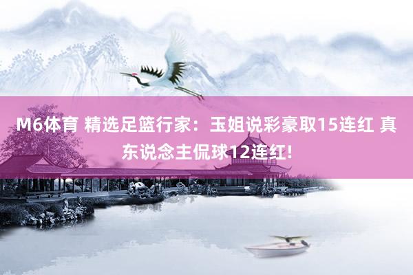M6体育 精选足篮行家：玉姐说彩豪取15连红 真东说念主侃球12连红!