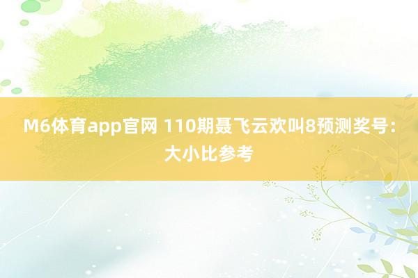 M6体育app官网 110期聂飞云欢叫8预测奖号：大小比参考