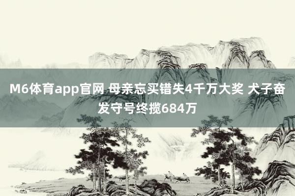 M6体育app官网 母亲忘买错失4千万大奖 犬子奋发守号终揽684万