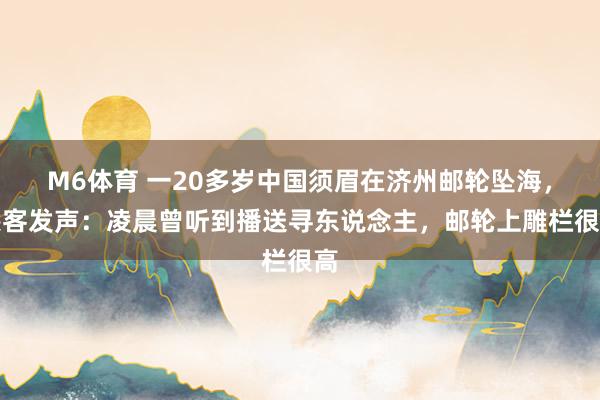 M6体育 一20多岁中国须眉在济州邮轮坠海，乘客发声：凌晨曾听到播送寻东说念主，邮轮上雕栏很高