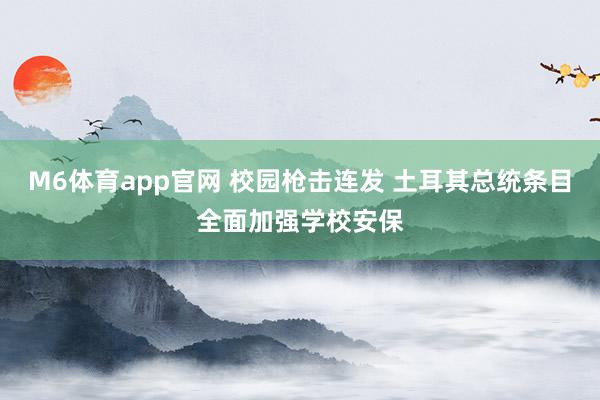 M6体育app官网 校园枪击连发 土耳其总统条目全面加强学校安保