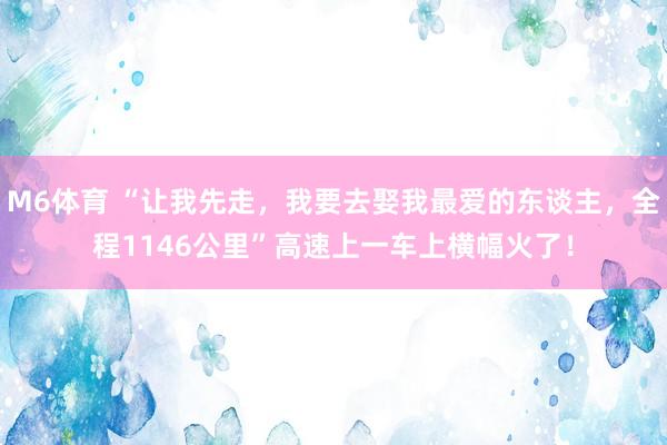 M6体育 “让我先走，我要去娶我最爱的东谈主，全程1146公里”高速上一车上横幅火了！
