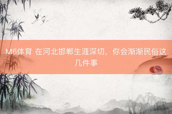 M6体育 在河北邯郸生涯深切，你会渐渐民俗这几件事