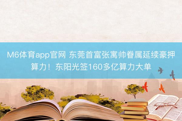 M6体育app官网 东莞首富张寓帅眷属延续豪押算力！东阳光签160多亿算力大单