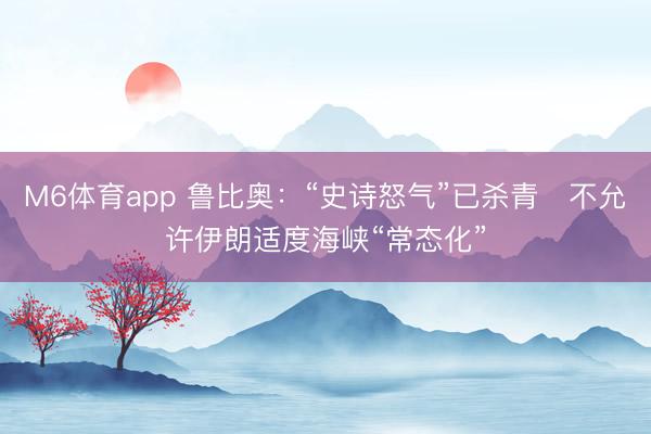 M6体育app 鲁比奥：“史诗怒气”已杀青　不允许伊朗适度海峡“常态化”
