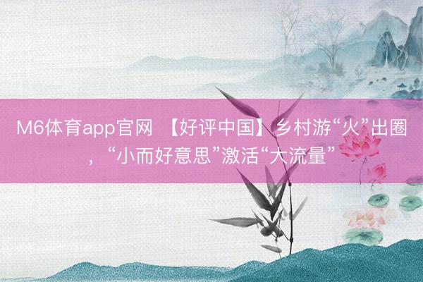 M6体育app官网 【好评中国】乡村游“火”出圈，“小而好意思”激活“大流量”