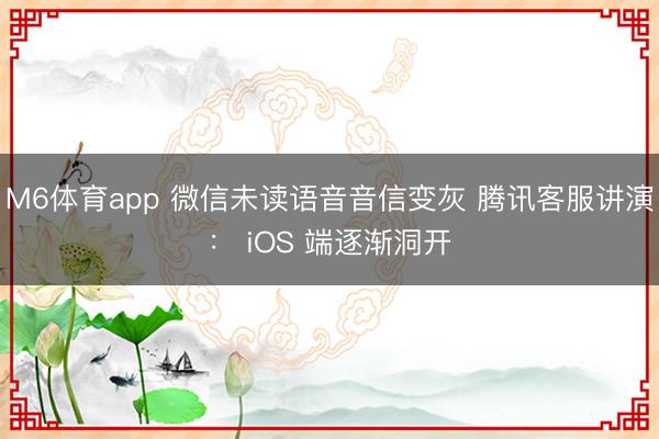 M6体育app 微信未读语音音信变灰 腾讯客服讲演： iOS 端逐渐洞开