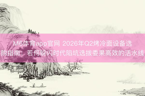 M6体育app官网 2026年Q2烤冷面设备选购指南：若何躲闪时代陷坑选拔委果高效的活水线